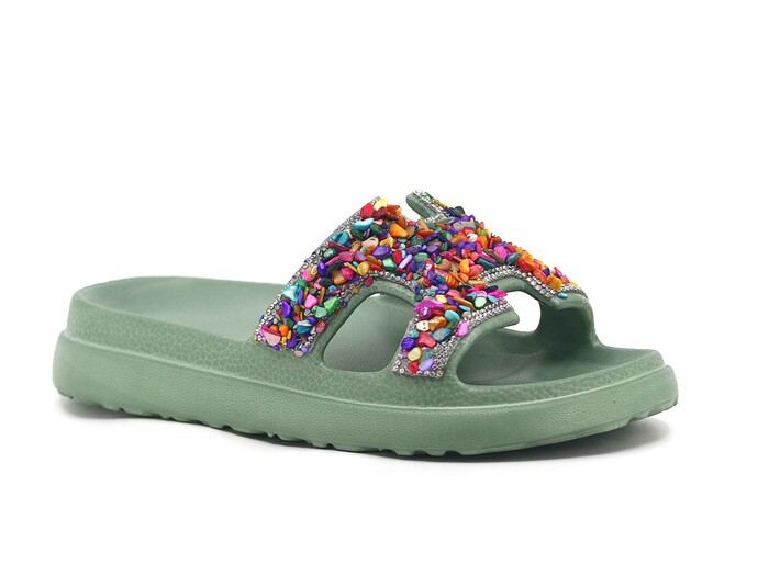 Sonimix Zenne EZ0179.10 Taşlı Lux Eva Terlik Çağla Yeşili - Sonimix