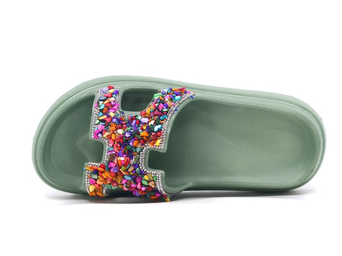 Sonimix Zenne EZ0179.10 Taşlı Lux Eva Terlik Çağla Yeşili - Sonimix (1)