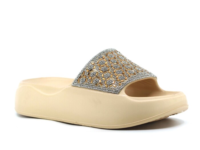 Sonimix Zenne EZ0184.03 Taşlı Lux Eva Terlik Bej - Sonimix