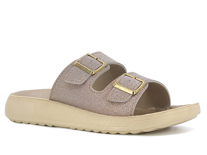 Sue Zenne 1353 Çift Toka Enj. Simli Kutulu Günlük Terlik Bakır - Sue