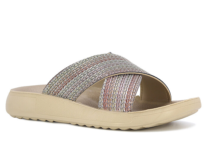 Sue Zenne 1354-Simli Çapraz Kutulu Enj. Günlük Terlik Yeşil - 1