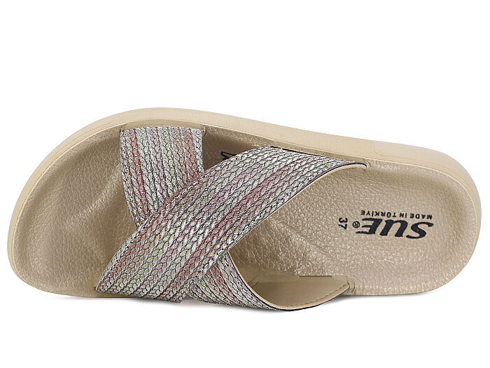 Sue Zenne 1354-Simli Çapraz Kutulu Enj. Günlük Terlik Yeşil - Sue (1)