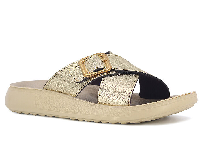 Sue Zenne 1355-Kap.Deri Kutulu Enj. Günlük Terlik Altın - 1