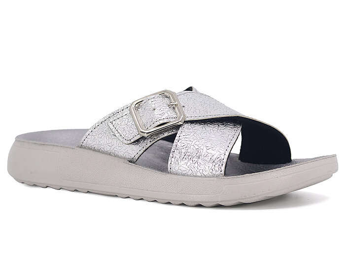 Sue Zenne 1355-Kap.Deri Kutulu Enj. Günlük Terlik Gümüş - 1