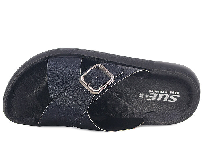 Sue Zenne 1355-Kap.Deri Kutulu Enj. Günlük Terlik Siyah - 2