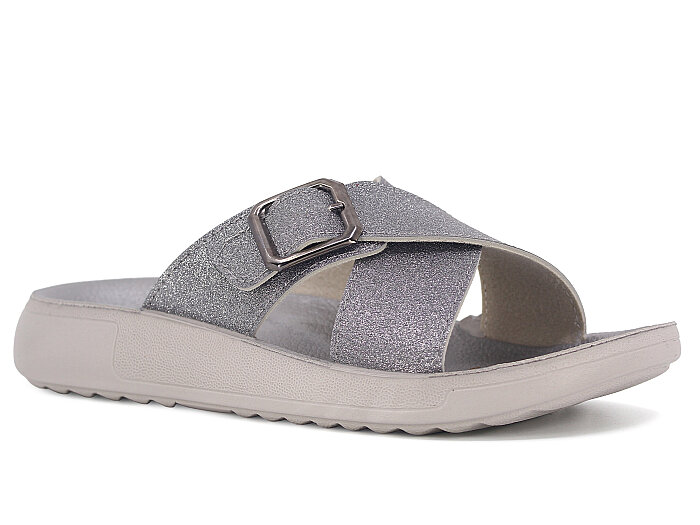 Sue Zenne 1355-Simli Kutulu Enj. Günlük Terlik Füme 