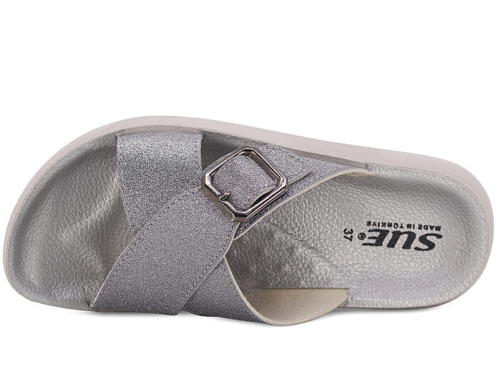 Sue Zenne 1355-Simli Kutulu Enj. Günlük Terlik Füme - Sue (1)