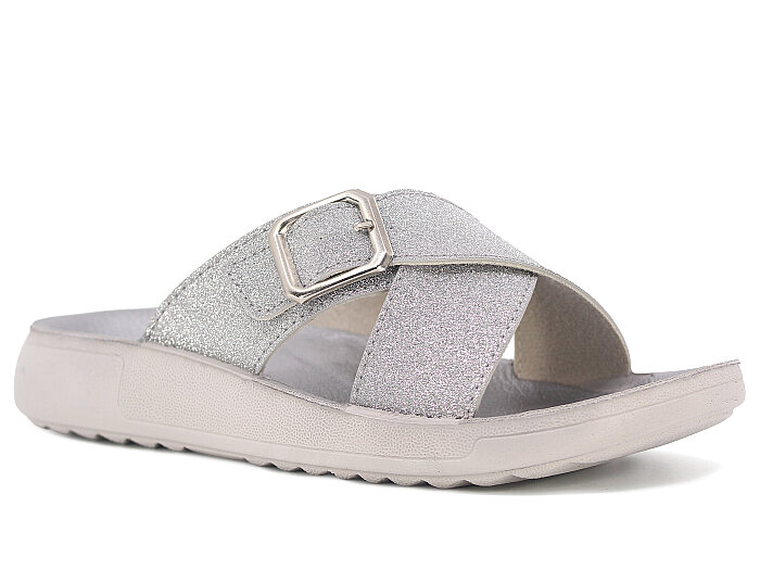 Sue Zenne 1355-Simli Kutulu Enj. Günlük Terlik Gümüş - 1