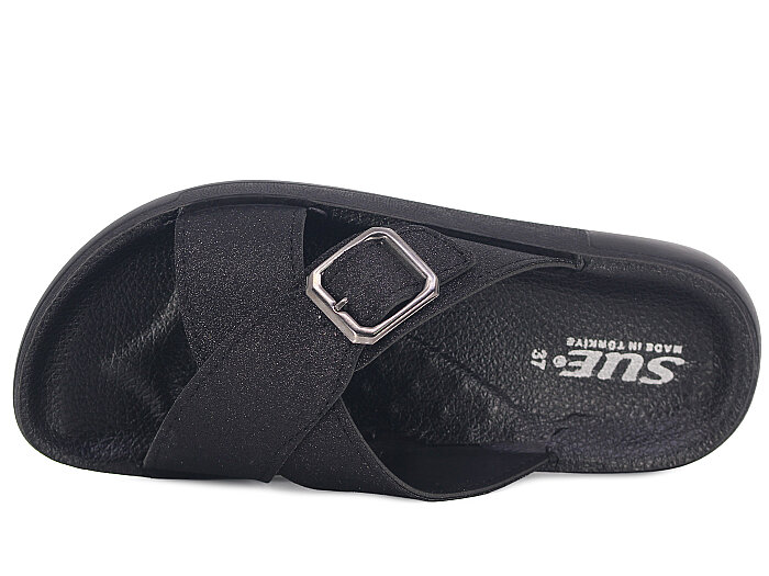 Sue Zenne 1355-Simli Kutulu Enj. Günlük Terlik Siyah - 2