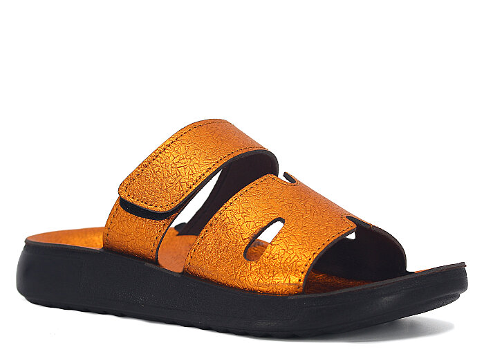Sue Zenne 1356-Kap.Deri Kutulu Enj. Günlük Terlik Bronz - Sue