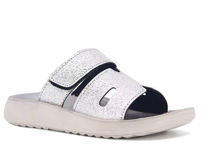 Sue Zenne 1356-Kap.Deri Kutulu Enj. Günlük Terlik Gümüş - Sue