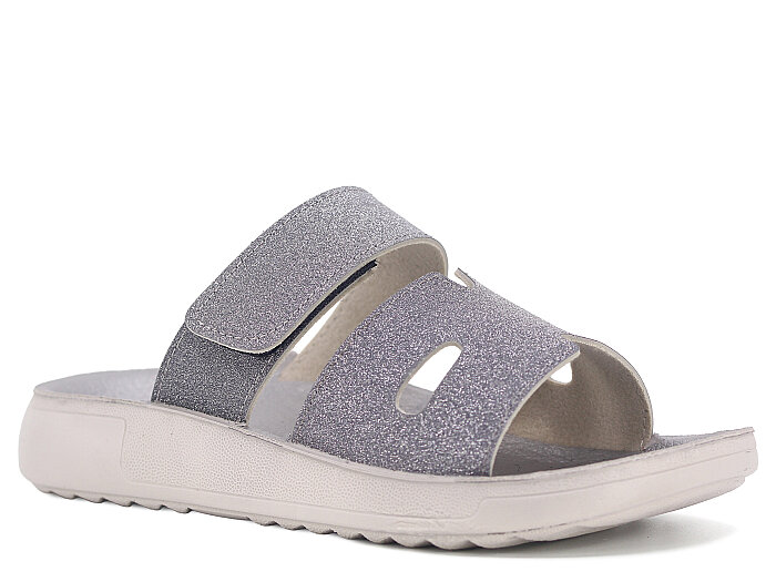 Sue Zenne 1356-Simli Kutulu Enj. Günlük Terlik Füme - Sue