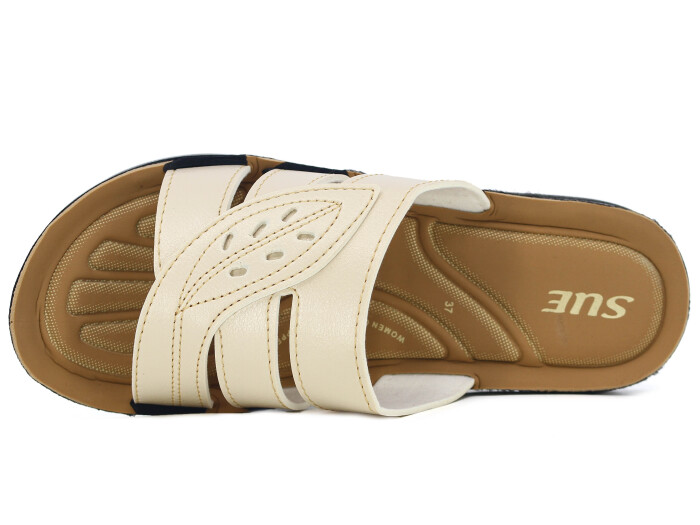 Sue Zenne 1453 Yapraklı Pedli Günlük Terlik Bej - Sue (1)