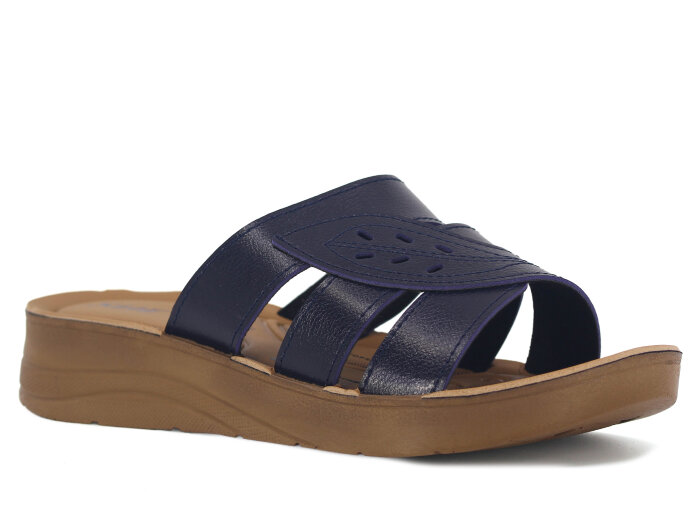 Sue Zenne 1453 Yapraklı Pedli Günlük Terlik Lacivert - Sue