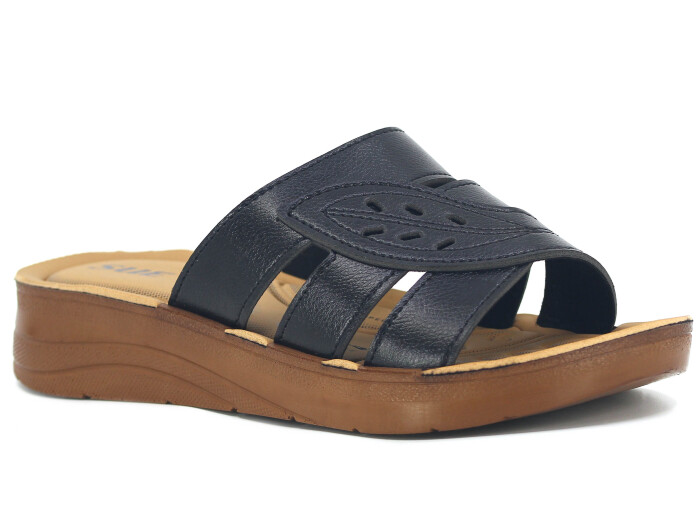 Sue Zenne 1453 Yapraklı Pedli Günlük Terlik Siyah - Sue