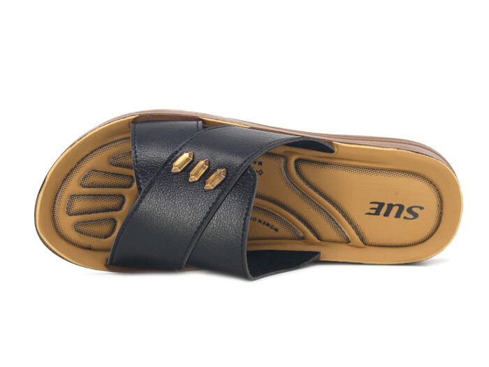 Sue Zenne 1454 Parçalı Üç Demir Tokalı Pedli Günlük Terlik Siyah - Sue (1)