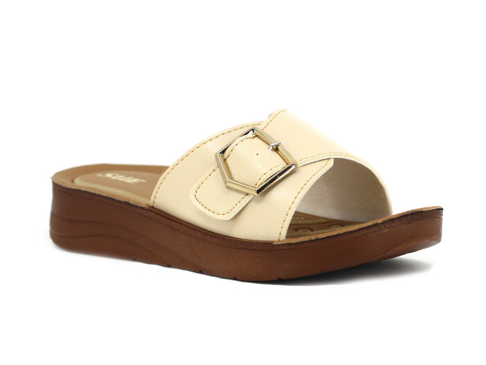 Sue Zenne 1456 Pedli Günlük Terlik Bej - Sue