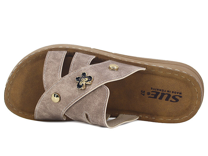 Sue Zenne 1472-F Enj. Kutulu Günlük Terlik Bej - Sue (1)