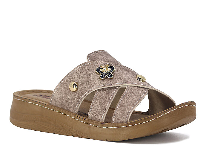 Sue Zenne 1472-F Enj. Kutulu Günlük Terlik Bej - 1