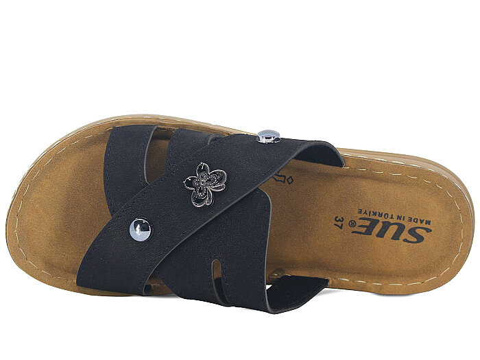 Sue Zenne 1472-F Enj. Kutulu Günlük Terlik Siyah - 2