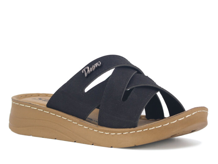 Sue Zenne 1473-F Geçmeli Enj. Günlük Terlik Siyah - 1