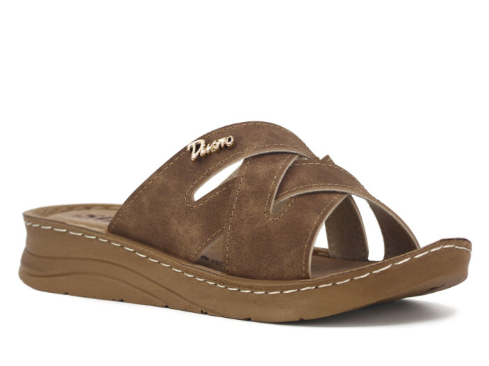 Sue Zenne 1473-F Geçmeli Enj. Günlük Terlik Vizon - 1