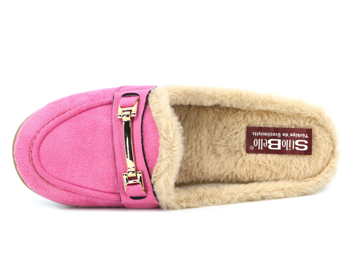 Tilki Zenne 108 Kürklü Gondol Stilo Bello Ev Ayakkabısı Fuşya - Tilki (1)