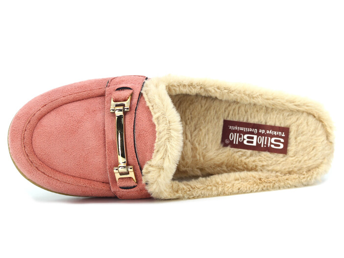 Tilki Zenne 108 Kürklü Gondol Stilo Bello Ev Ayakkabısı Pudra - Tilki (1)