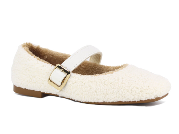 Tilki Zenne Şarpa Stilo Bello Düz Toka Babet Ev Ayakkabısı Beyaz - 1