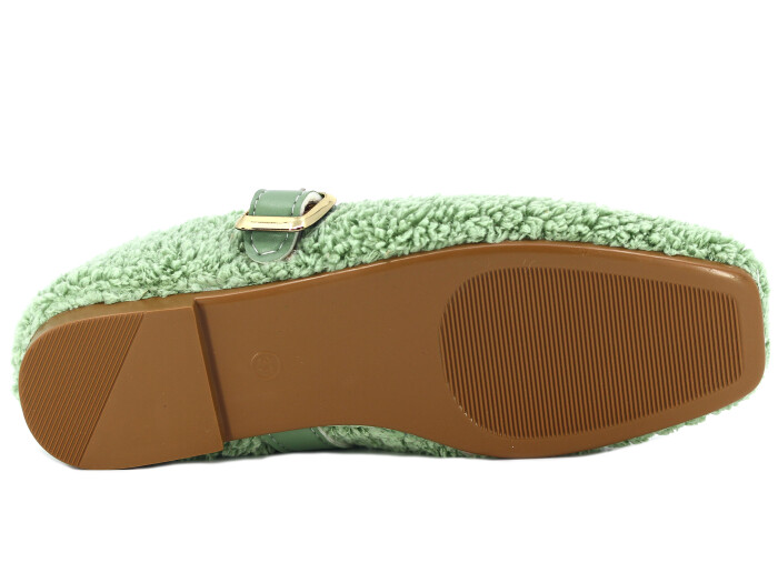 Tilki Zenne Şarpa Stilo Bello Düz Toka Babet Ev Ayakkabısı Mint Yeşili - 3