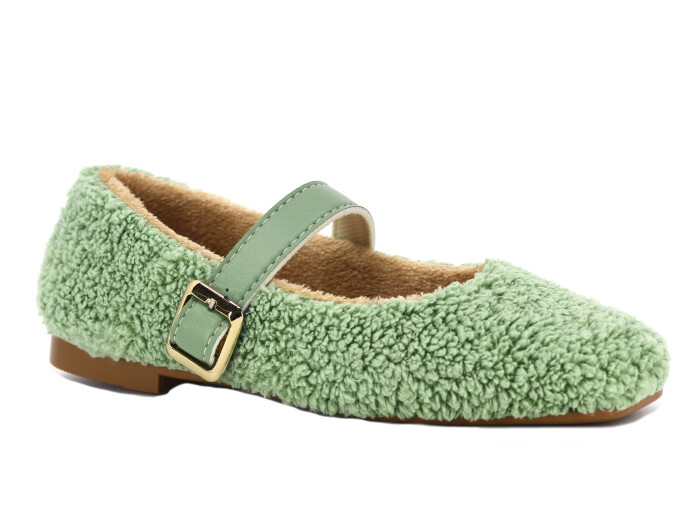 Tilki Zenne Şarpa Stilo Bello Düz Toka Babet Ev Ayakkabısı Mint Yeşili - 1