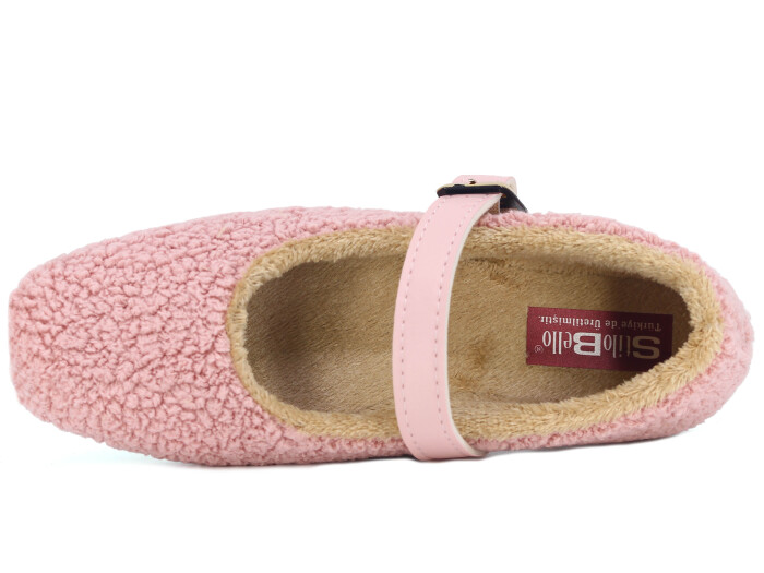 Tilki Zenne Şarpa Stilo Bello Düz Toka Babet Ev Ayakkabısı Pudra - Tilki (1)