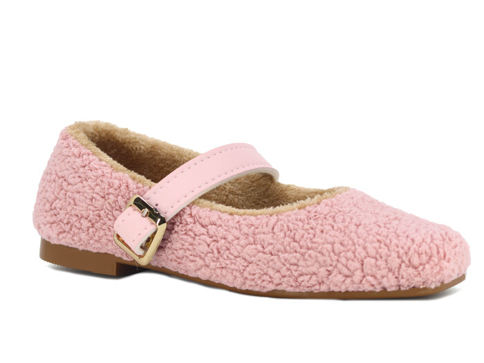 Tilki Zenne Şarpa Stilo Bello Düz Toka Babet Ev Ayakkabısı Pudra - Tilki