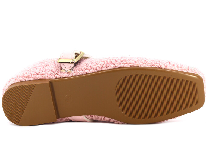 Tilki Zenne Şarpa Stilo Bello Düz Toka Babet Ev Ayakkabısı Pudra - 3