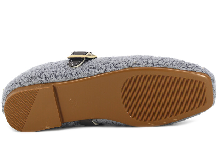 Tilki Zenne Şarpa Stilo Bello Para Toka Babet Ev Ayakkabısı Gri - 3