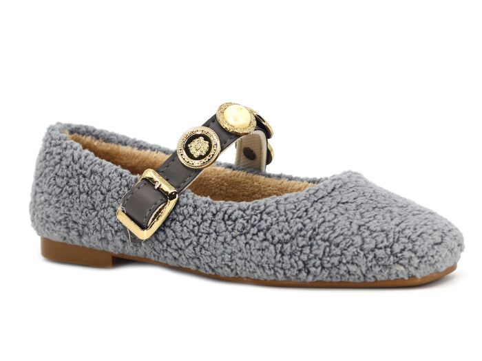 Tilki Zenne 216 Şarpa Stilo Bello Para Toka Babet Ev Ayakkabısı Gri - 1