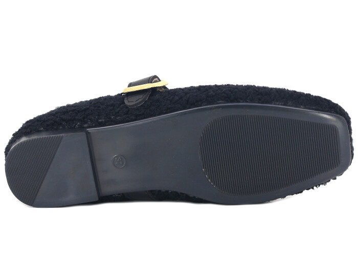 Tilki Zenne Şarpa Stilo Bello Para Toka Babet Ev Ayakkabısı Siyah - 3