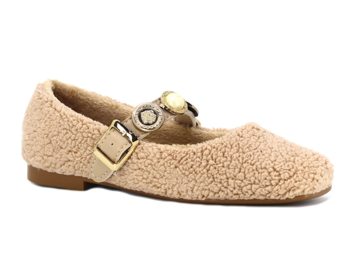 Tilki Zenne 216 Şarpa Stilo Bello Para Toka Babet Ev Ayakkabısı Vizon - Tilki