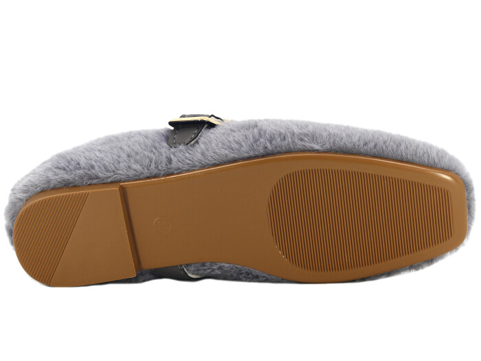 Tilki Zenne Tavşan Stilo Bello Düz Toka Babet Ev Ayakkabısı Gri - 3