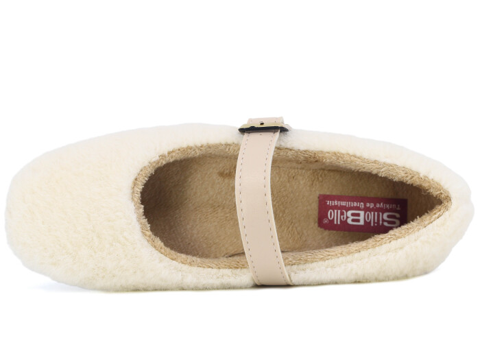 Tilki Zenne Tavşan Stilo Bello Düz Toka Babet Ev Ayakkabısı Krem - Tilki (1)