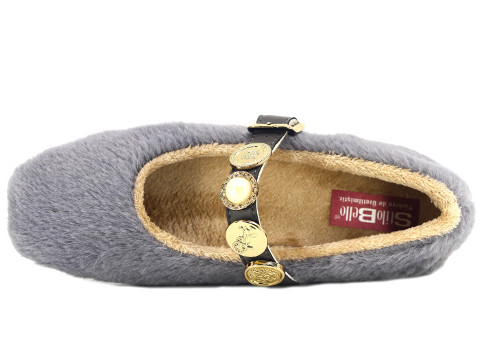 Tilki Zenne Tavşan Stilo Bello Para Toka Babet Ev Ayakkabısı Gri - Tilki (1)