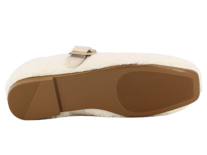 Tilki Zenne Tavşan Stilo Bello Para Toka Babet Ev Ayakkabısı Krem - 3