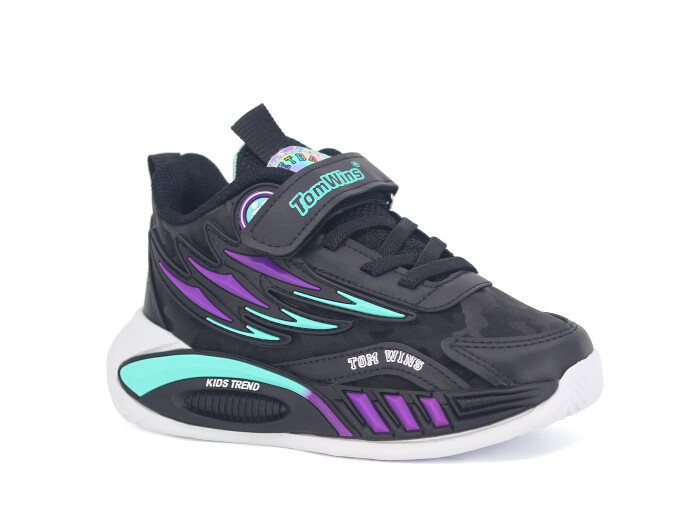 Tomwins Patik 004 Cilt Spor Ayakkabı Siyah - Mor - Su Yeşili - Tomwins