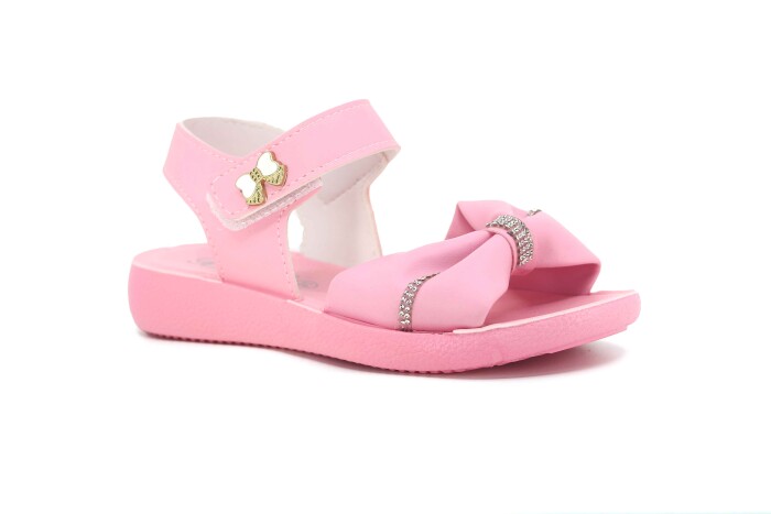 Tuna Filet 2025 Kız Taşlı Fiyonklu Sandalet Pembe - Tuna
