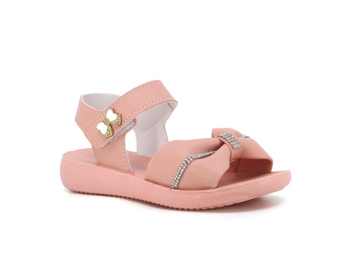 Tuna Patik 2025 Kız Taşlı Fiyonklu Sandalet Pudra - Tuna