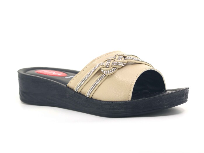 Tuna Zenne 002 Berna Pedli Poşetli Günlük Terlik Bej 