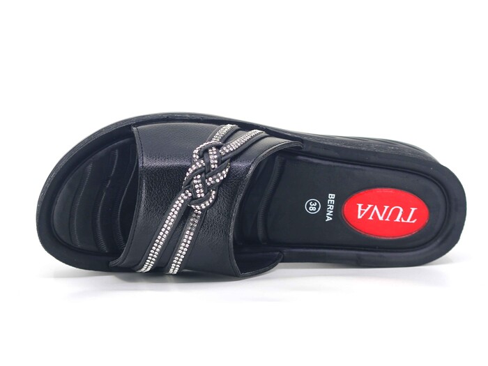 Tuna Zenne 002 Berna Pedli Poşetli Günlük Terlik Siyah - 2
