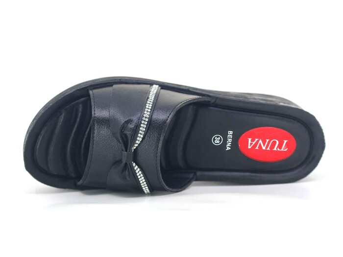 Tuna Zenne 003 Berna Pedli Poşetli Günlük Terlik Siyah - 2