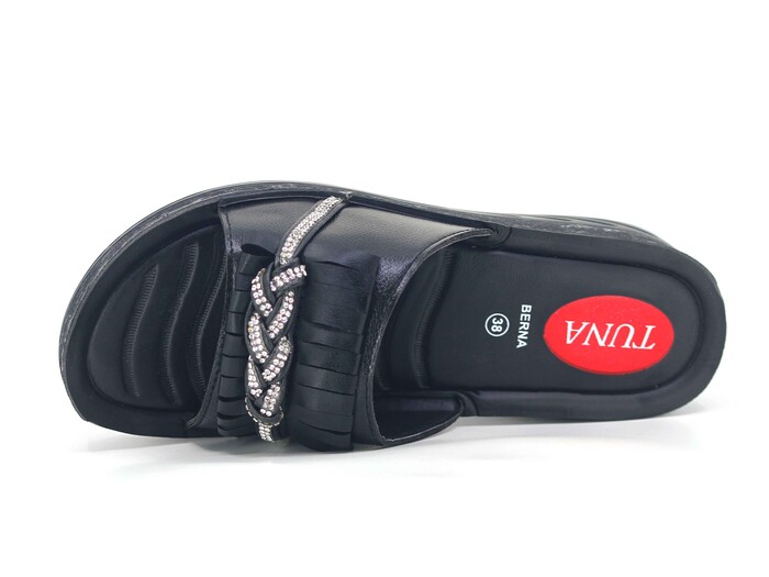 Tuna Zenne 004 Berna Pedli Poşetli Günlük Terlik Siyah - 2