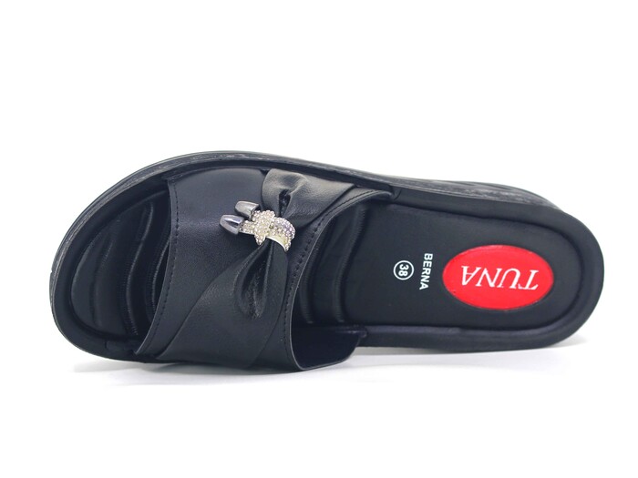 Tuna Zenne 005 Berna Pedli Poşetli Günlük Terlik Siyah - Tuna (1)